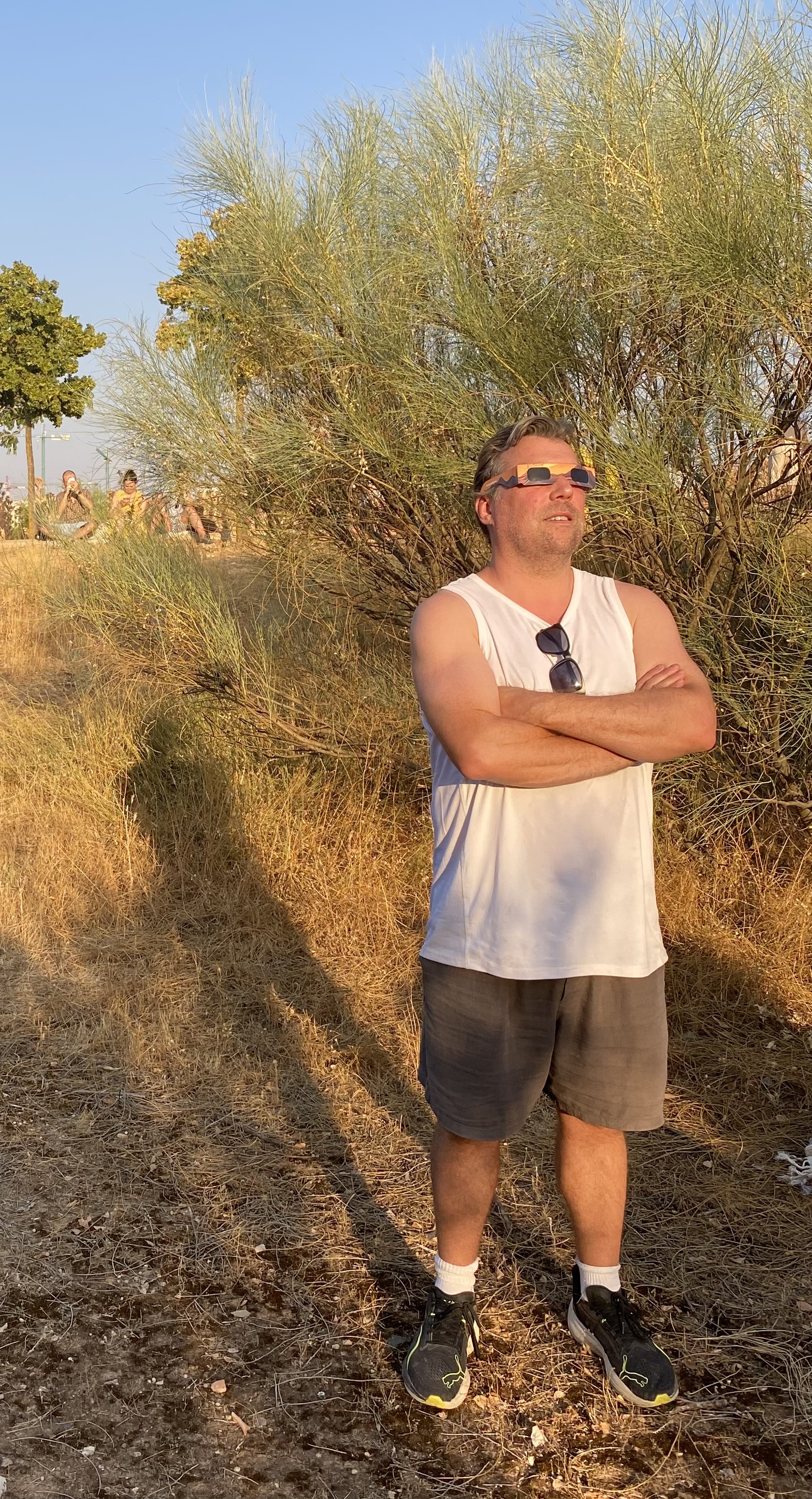 Prof. David J. Jarvis observving a solar eclipse.
